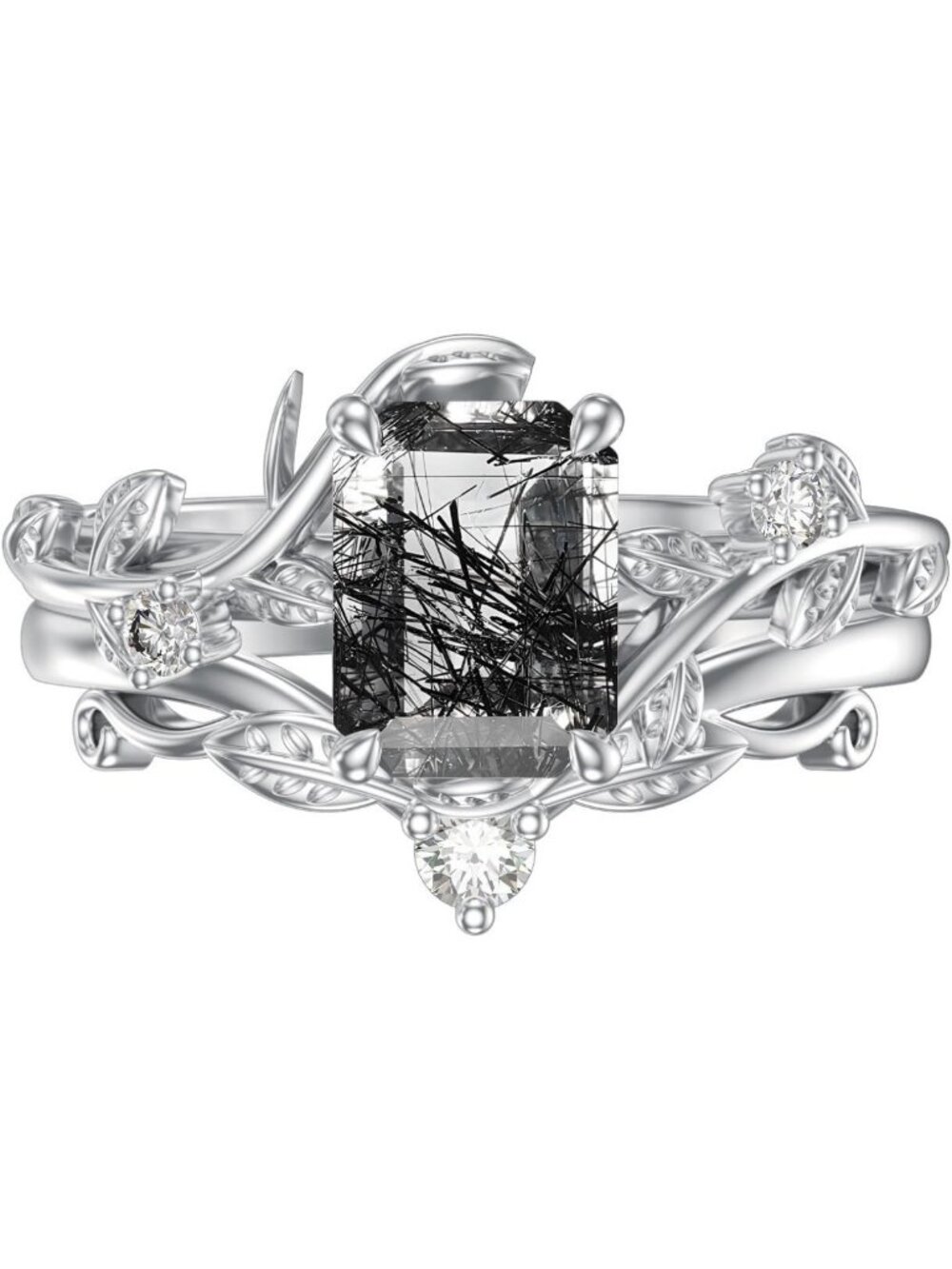 Moss Agate Ring for Women - 925 Sterling Silver Engagement & Promise Jewelry